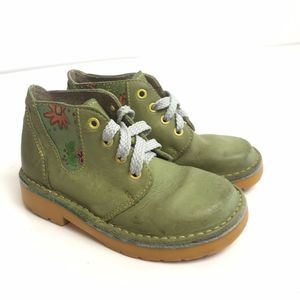 Kids Green Leather Boots